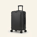 Bugatti Swiss Mobility hardside carry-on luggage in matte black with 8 spinner wheels and TSA lock.